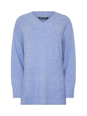 M&Co Blue Deep V-Neck Tunic Jumper - Image 5 of 5