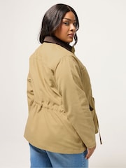 Yours Curve Brown Cord Collar Carpenter Jacket - Image 3 of 5