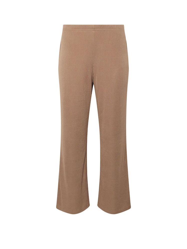 PixieGirl Petite Brown Ribbed Wide Leg Joggers - Image 5 of 5 PixieGirl Petite Brown Ribbed Wide Leg Joggers - Image 5 of 5