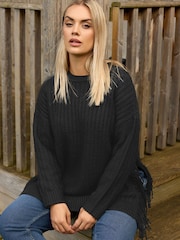 Yours Curve Slip Side Fringed Tunic Jumper - Imagen 5 de 6