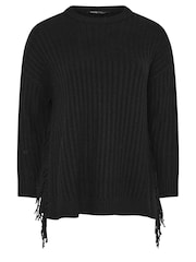Yours Curve Slip Side Fringed Tunic Jumper - Imagen 6 de 6