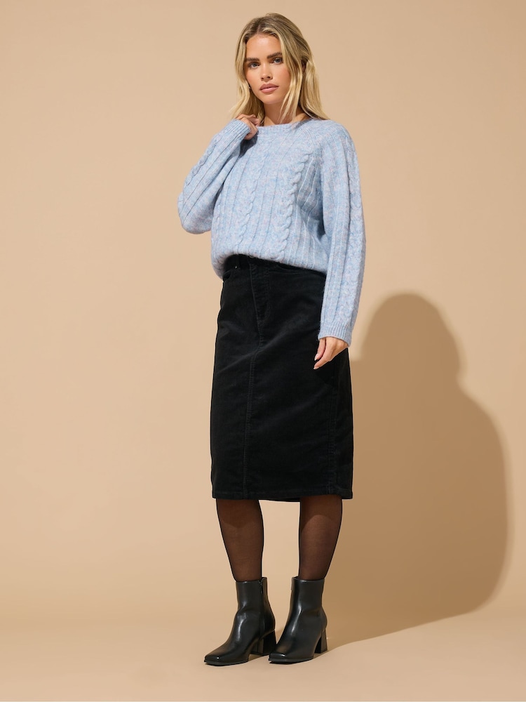 M&Co Blue Petite Melange Cable Jumper - Image 2 of 5 M&Co Blue Petite Melange Cable Jumper - Image 2 of 5