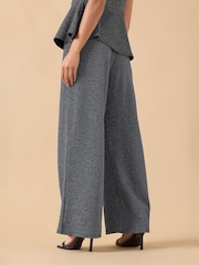 PixieGirl Petite Silver Textured Wide Leg Trousers - Image 3 of 5