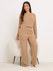 PixieGirl Petite Dark Brown Chenille Wide Leg Joggers - Image 1 of 5