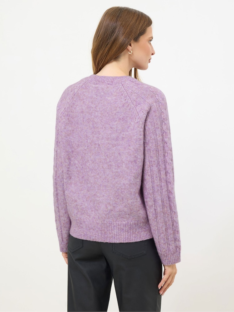 M&Co Purple Melange Cable Jumper - Image 2 of 5 M&Co Purple Melange Cable Jumper - Image 2 of 5