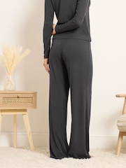 Long Tall Sally Grey Ribbed Wide Leg Joggers - Image 3 of 5