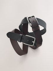 Black Brown Burnished Leather Belts Set 2 Pack - Image 4 of 5