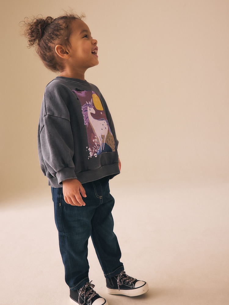 Unicorn gri - Hanorac cu gât crew (3luni-7ani) - Imaginea 2 din 8