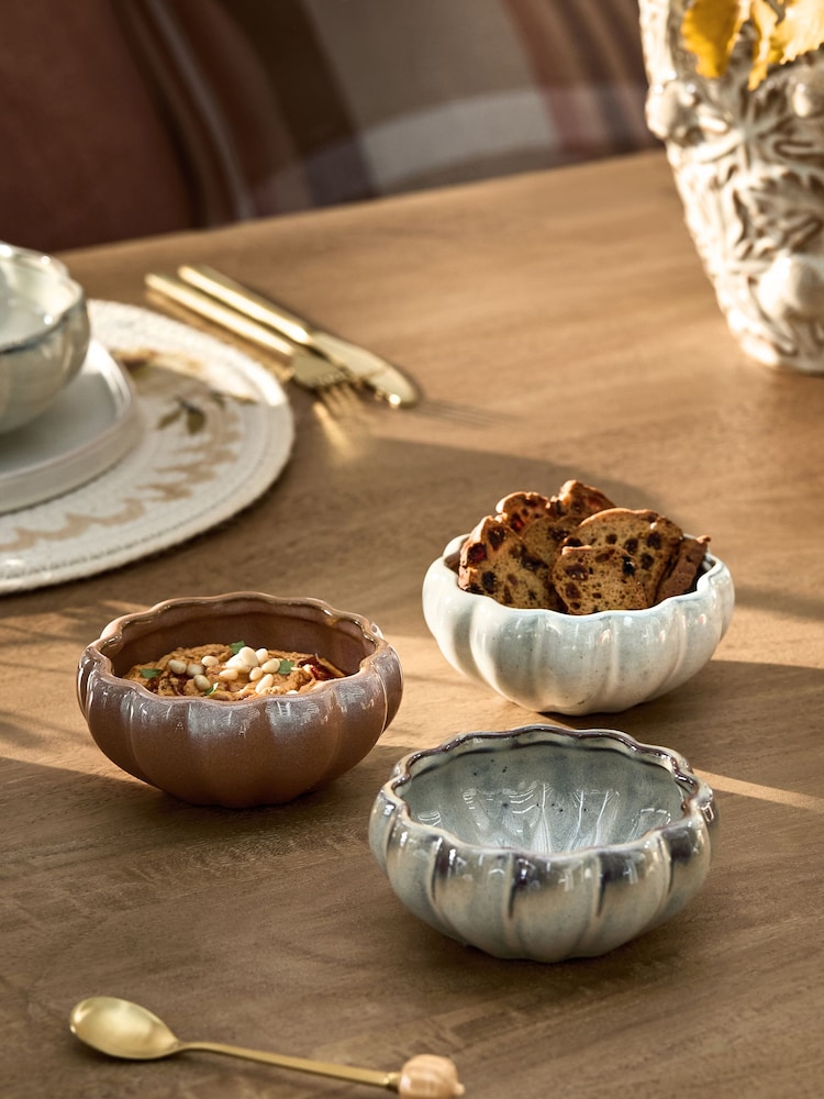 Set of 3 Natural Pumpkin Dip Bowls - Image 1 of 7 Set of 3 Natural Pumpkin Dip Bowls - Image 1 of 7