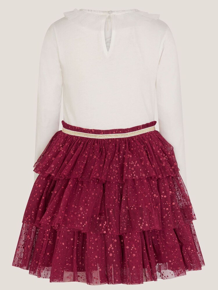 Monsoon Red Christmas Tree Tulle Disco Dress - Image 2 of 3 Monsoon Red Christmas Tree Tulle Disco Dress - Image 2 of 3