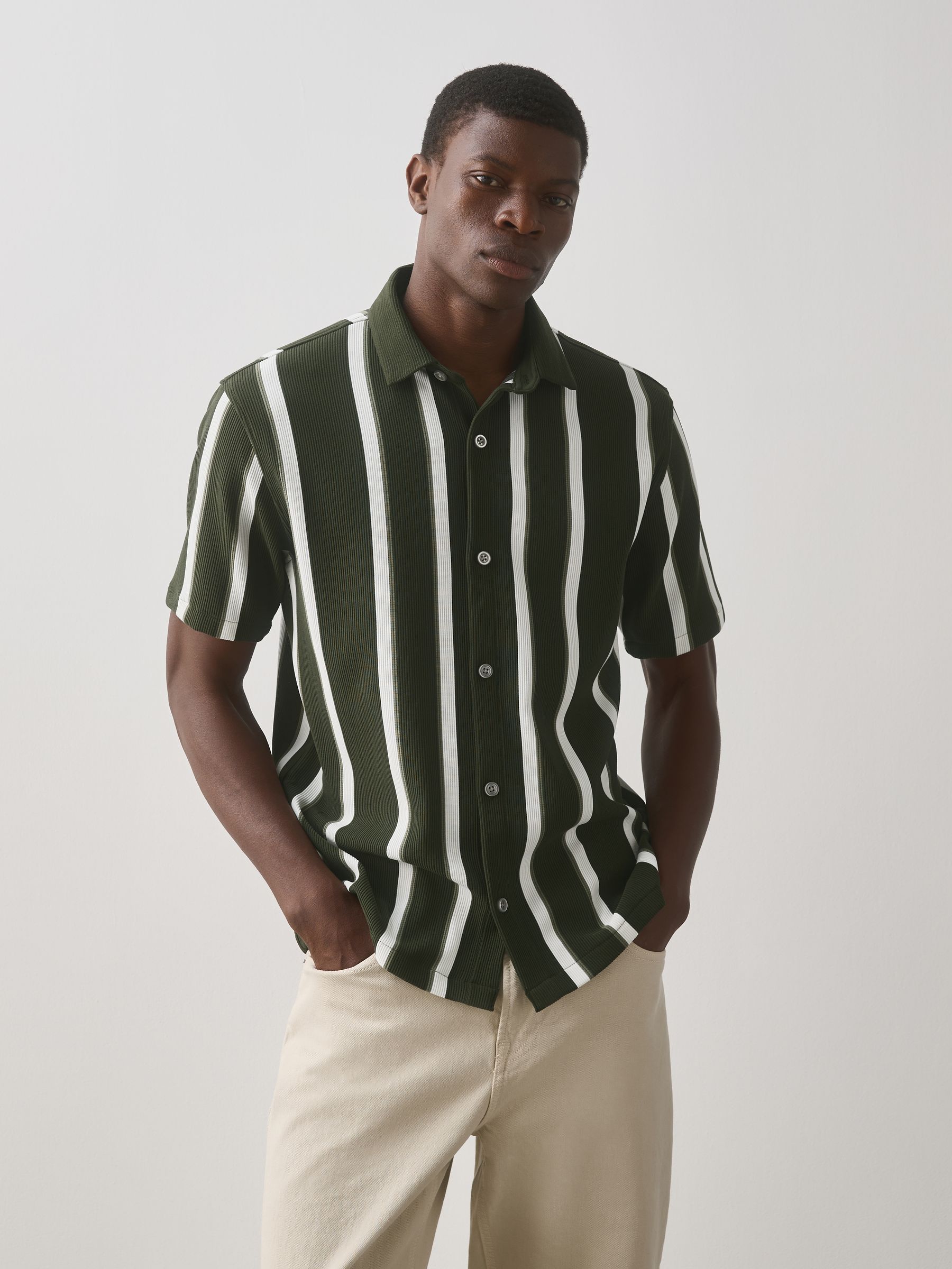 Buy Green Regular Fit Stripe Short Sleeve Jersey Shirt from Next USA
