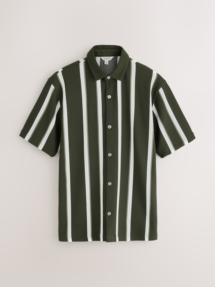 Green Regular Fit Stripe Short Sleeve Jersey Shirt - Image 1 of 3