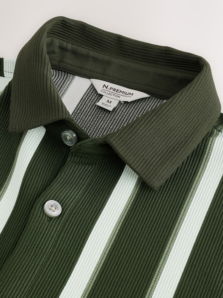 Green Regular Fit Stripe Short Sleeve Jersey Shirt - Image 2 of 3