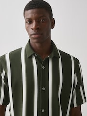 Green Regular Fit Stripe Short Sleeve Jersey Shirt - Image 4 of 7