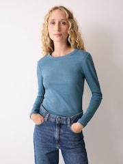 Jigsaw Blue Long Sleeve Fine Cotton Baby T-Shirt - Image 1 of 4