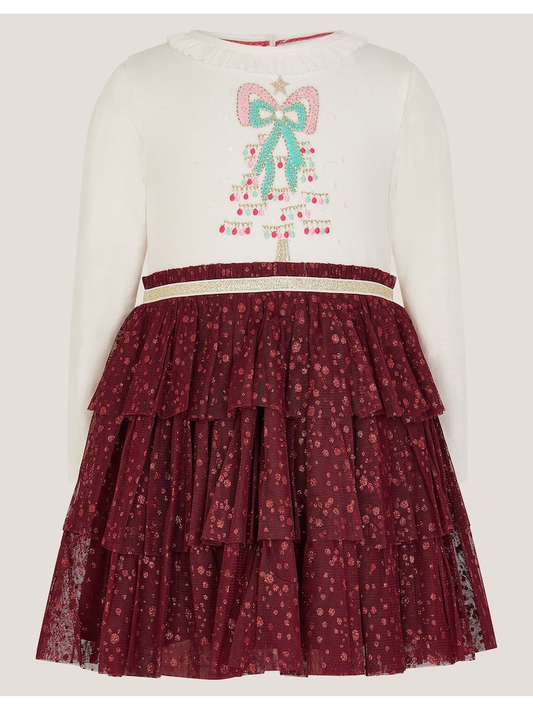 Monsoon Red Baby Christmas Tree Disco Dress - Image 1 of 3 Monsoon Red Baby Christmas Tree Disco Dress - Image 1 of 3