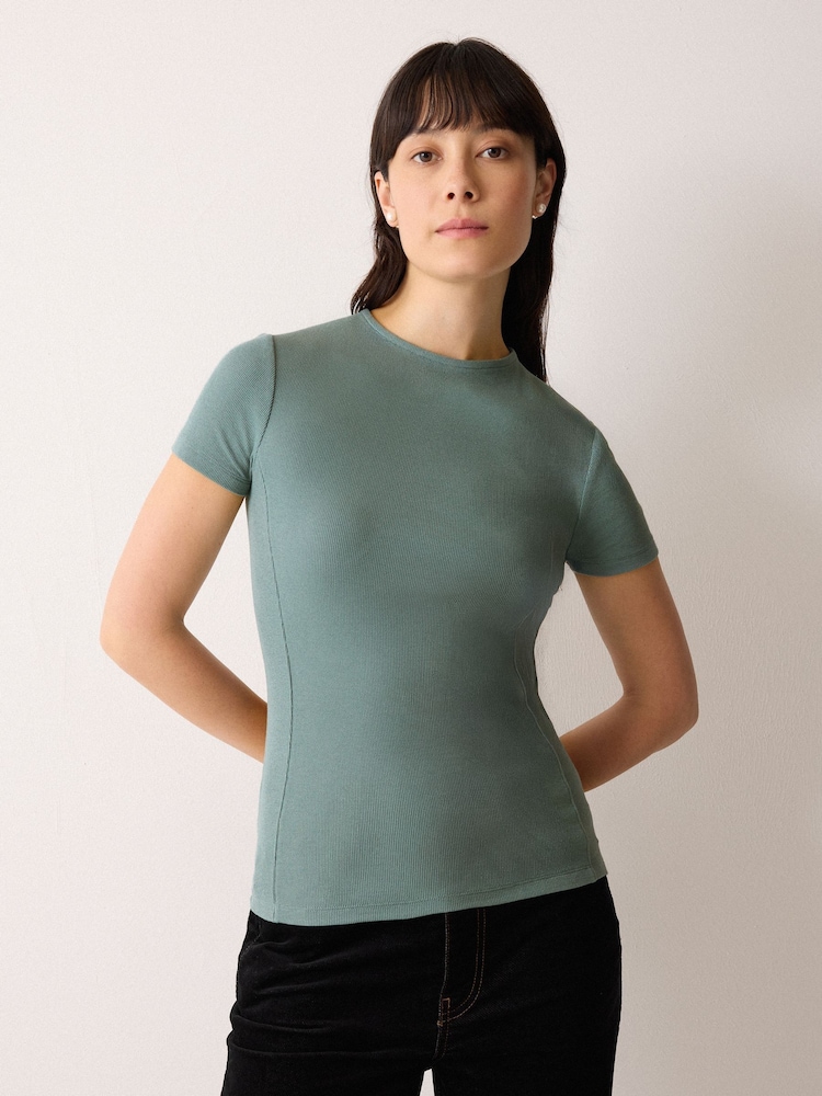 Jigsaw Blue High Neck Seam Detail Top - Image 1 of 5