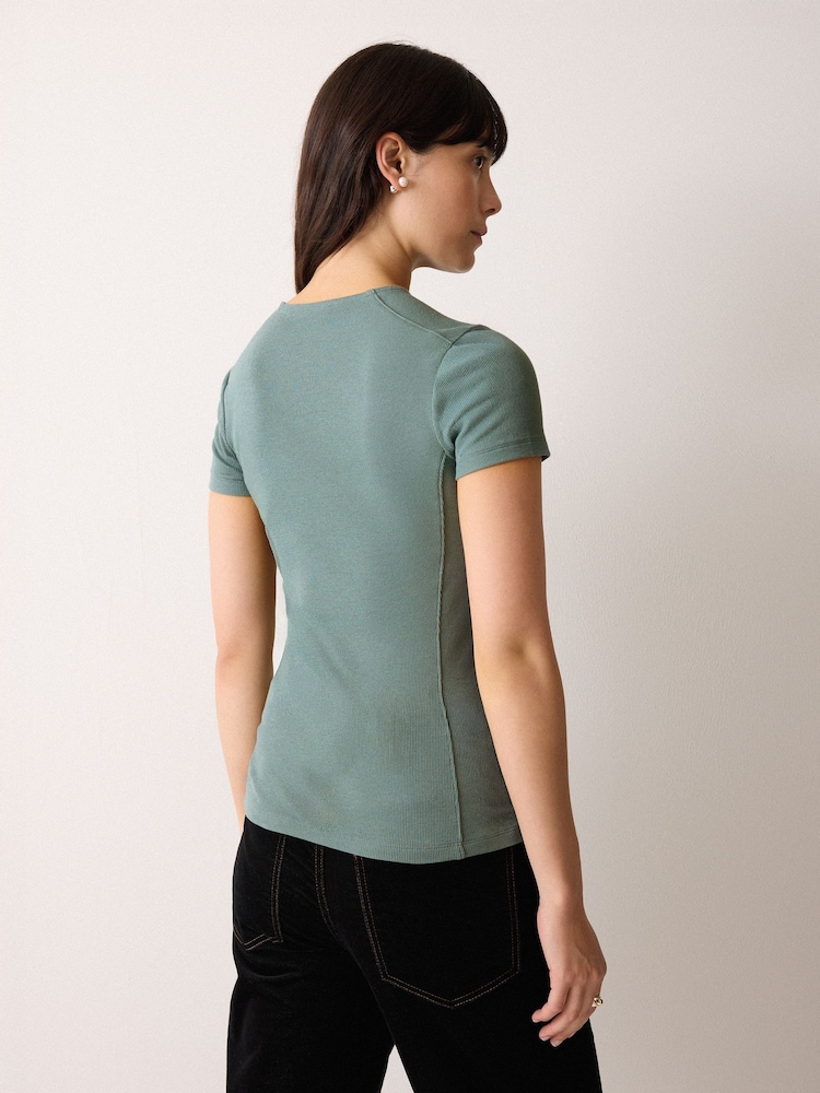 Jigsaw Blue High Neck Seam Detail Top - Image 2 of 5