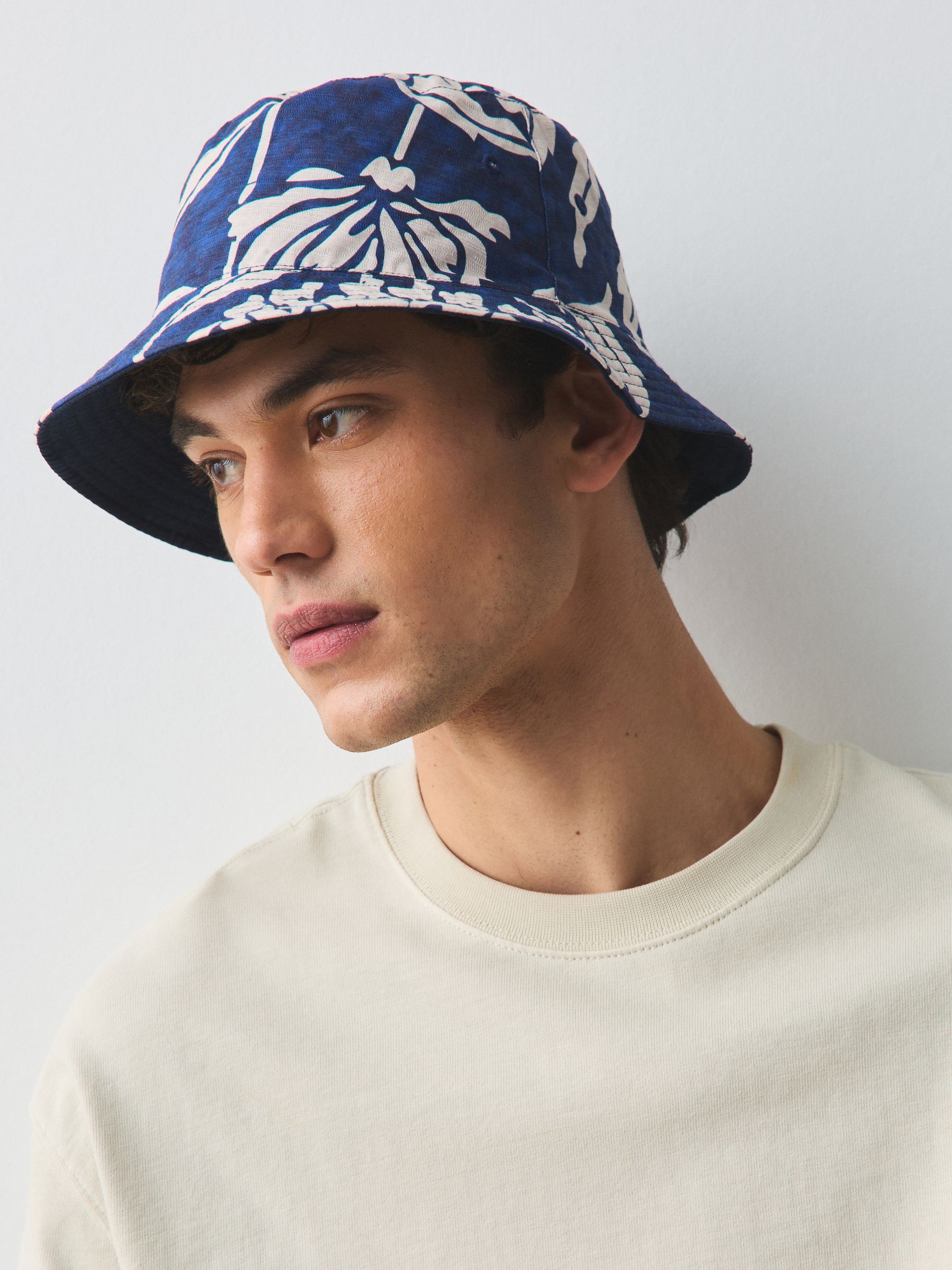 Buy Navy Blue Floral Reversible Bucket Hat from Next China