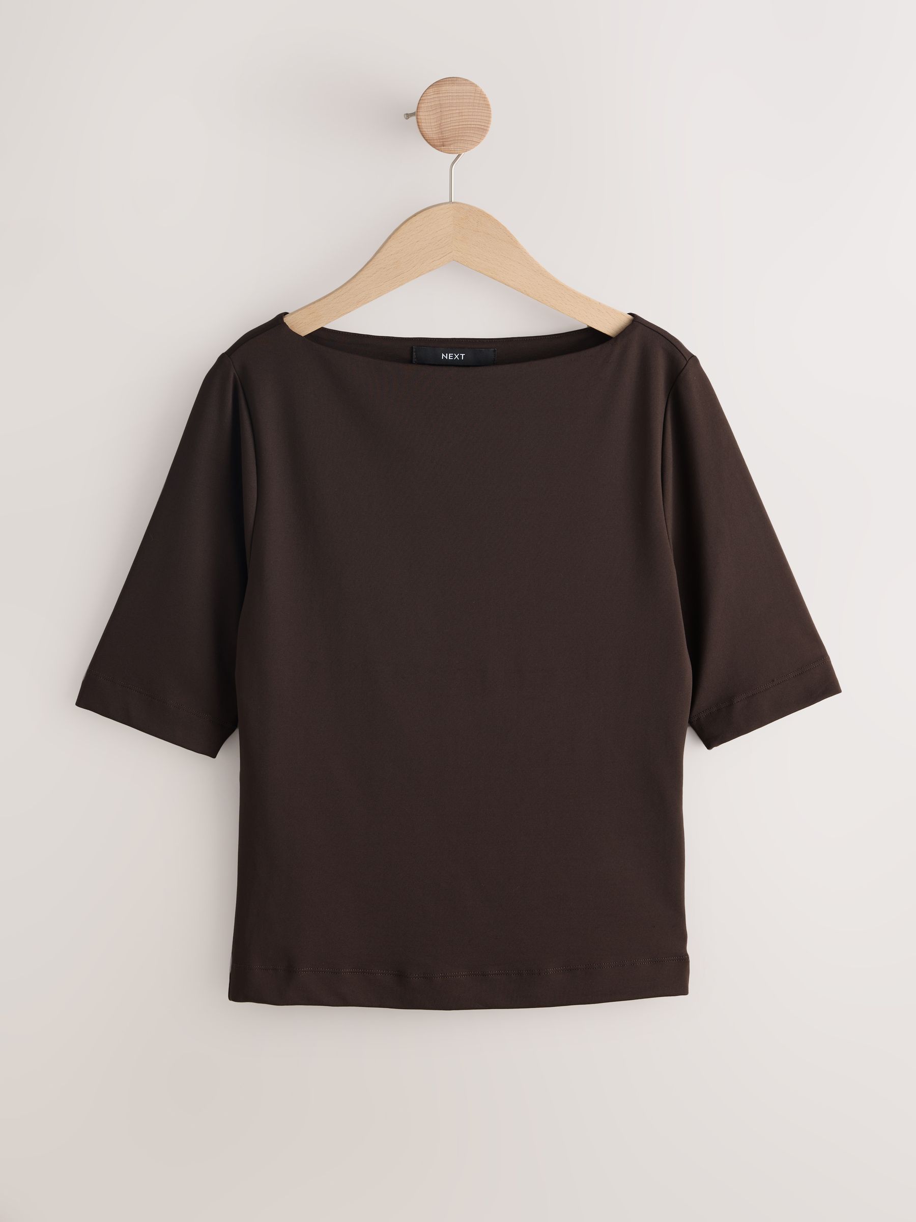 Buy Chocolate Brown Soft Touch Slash Neck Half Sleeve T-Shirt from