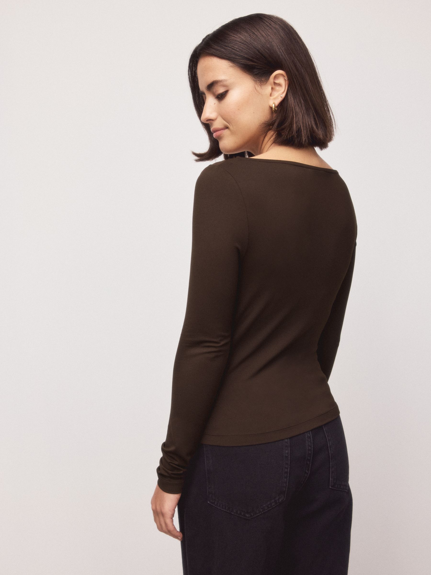 Buy Chocolate Brown Soft Touch Nylon Asymmetric Hardware Long