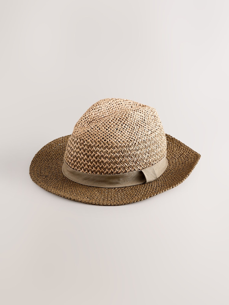 Khaki Stone Panama Straw Hat - Image 1 of 3