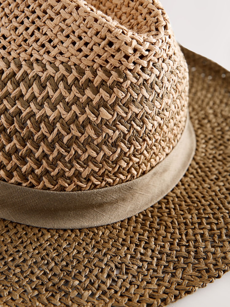 Khaki Stone Panama Straw Hat - Image 3 of 3