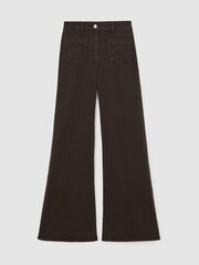 Reiss Chocolate Brown Sakura Petite Patch-Pocket Flared Jeans - Image 2 of 8