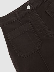 Reiss Chocolate Brown Sakura Petite Patch-Pocket Flared Jeans - Image 7 of 8