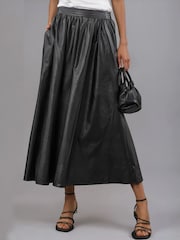 Religion Black Sophie Full Maxi Skirt In Faux Leather With Pockets - Image 1 of 5