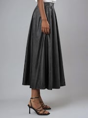 Religion Black Sophie Full Maxi Skirt In Faux Leather With Pockets - Image 4 of 5