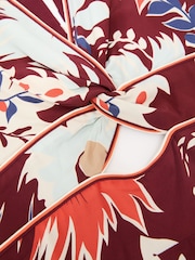 Reiss Burgundy Asha Floral-Print Cut-Out Midi Dress - Image 7 of 7