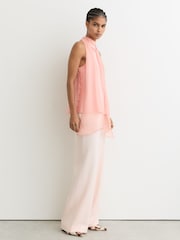 Reiss Pink Andrea Satin Sleeveless Scarf-Neck Top - Image 5 of 7