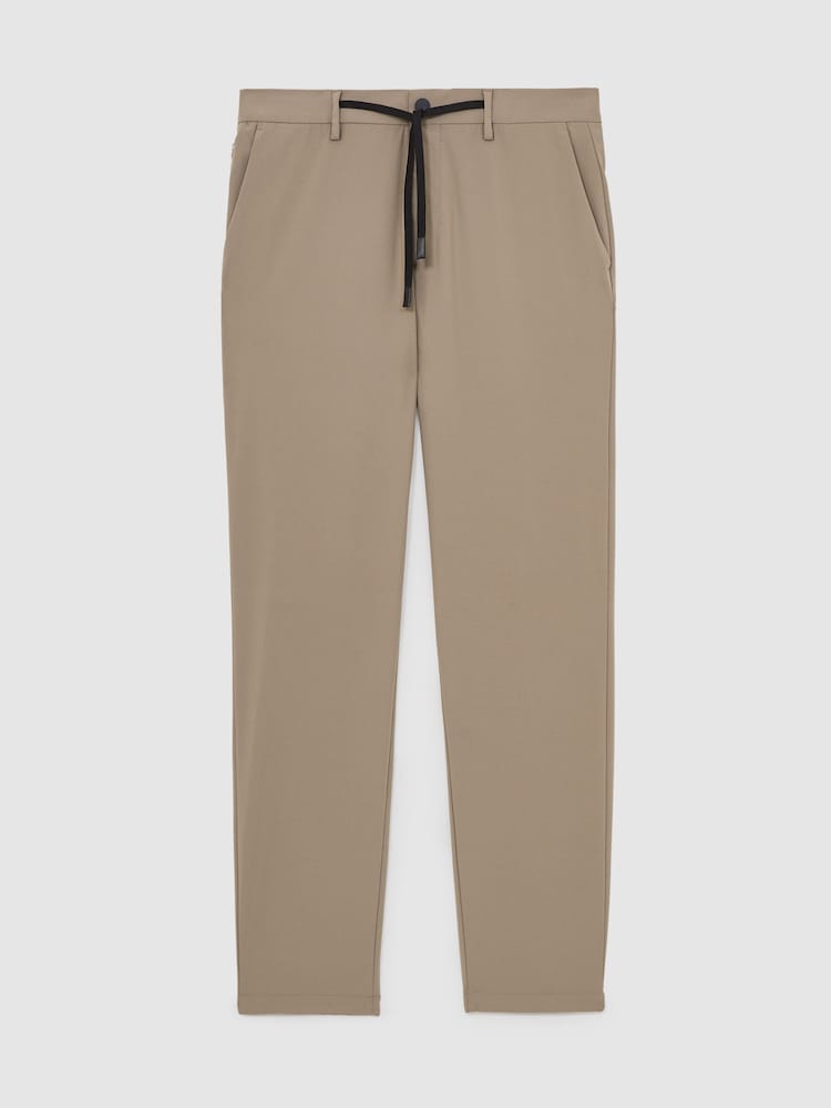 Reiss Taupe Brown Split Technical Stretch Relaxed Trousers - Image 2 of 6