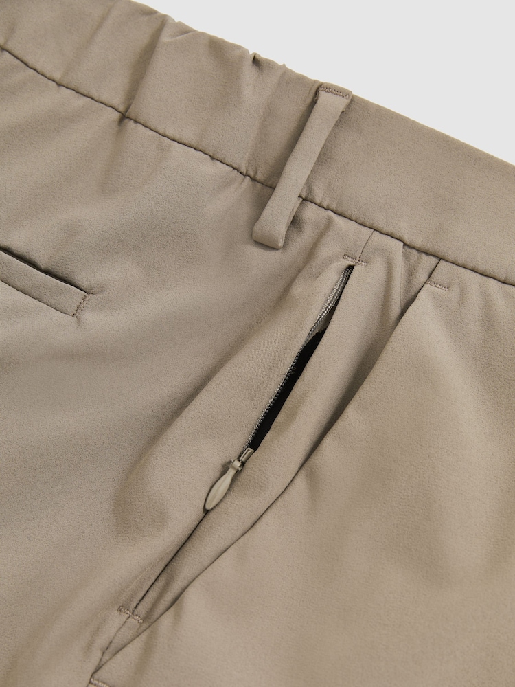 Reiss Taupe Brown Split Technical Stretch Relaxed Trousers - Image 6 of 6