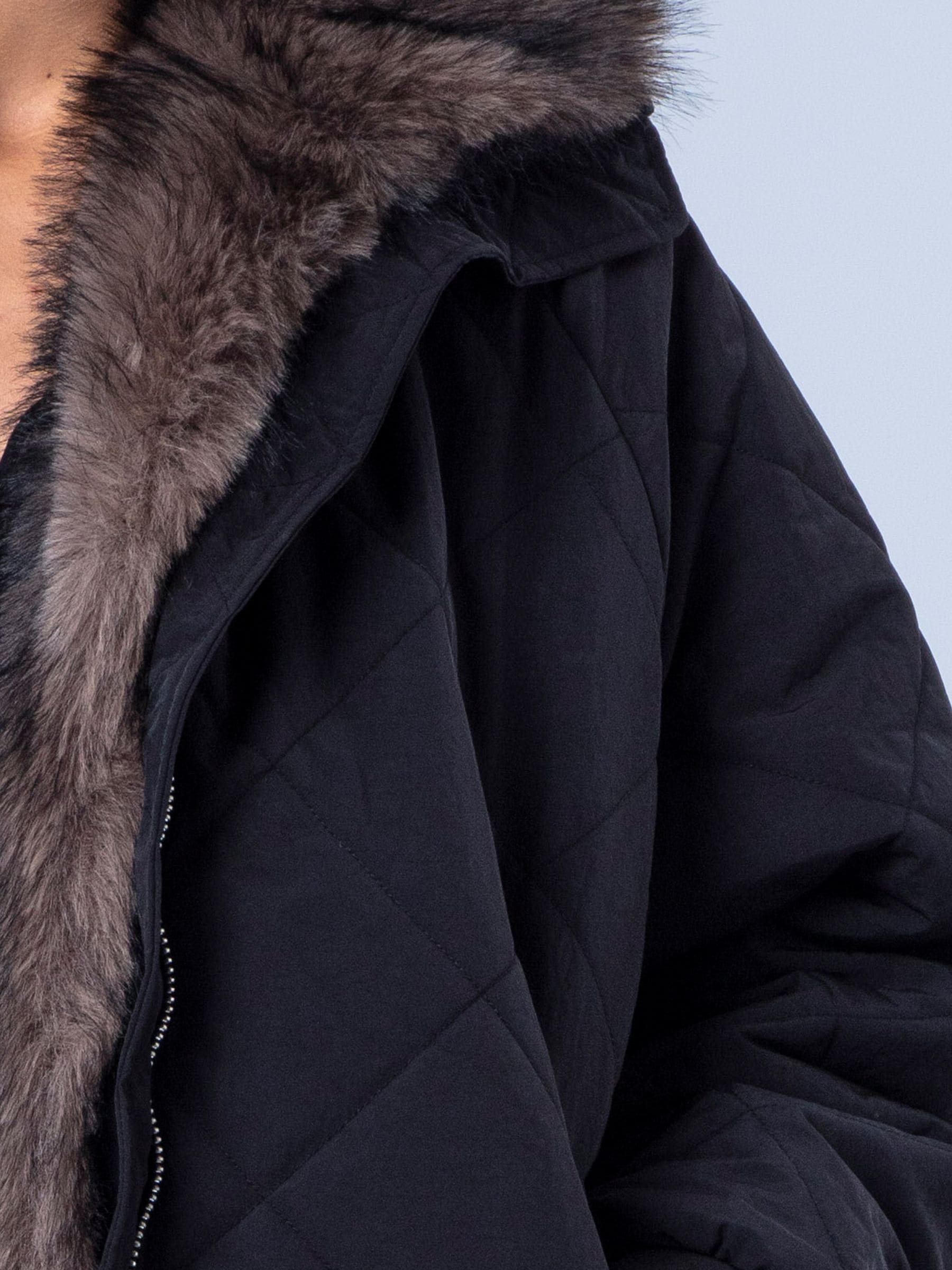 Buy Religion Black Oversized Lorna padded coat with lux Fur lined