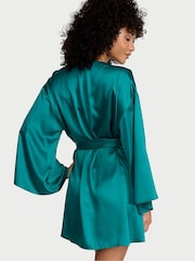 Victoria's Secret True Teal Blue Satin Short Robe - Image 2 of 2