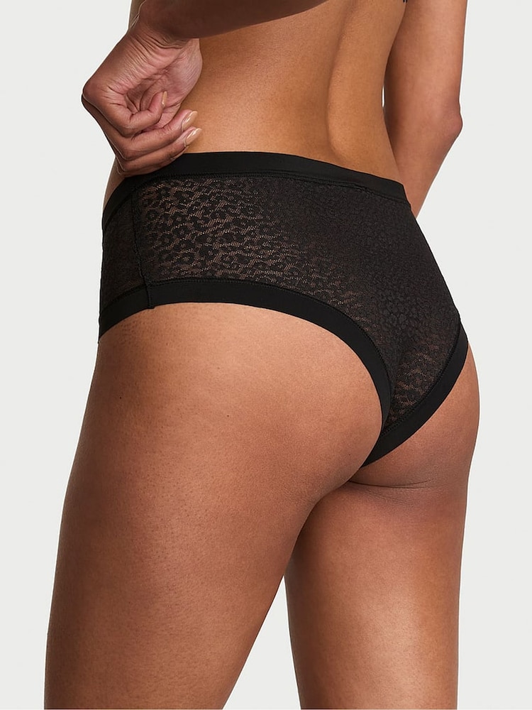 Victoria's Secret Black Cheeky Leopard Lace Knickers - Image 2 of 2