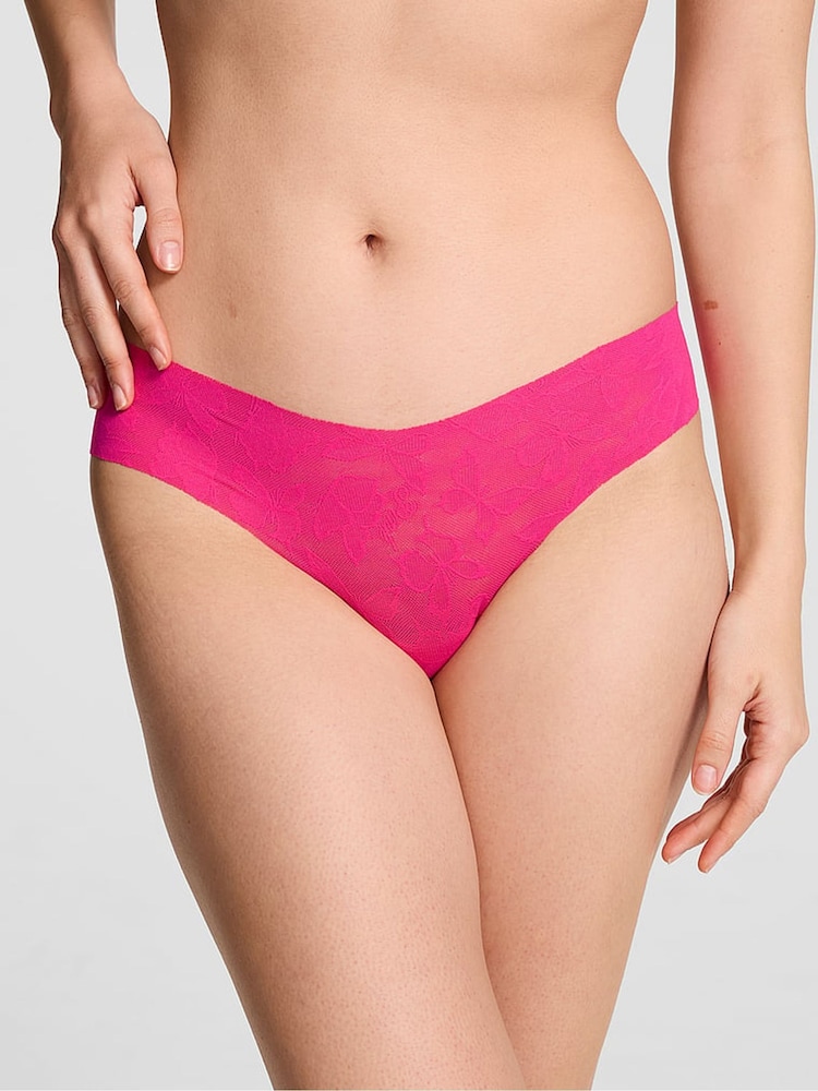 Victoria's Secret Pink Hot Stuff Pink Thong No Show Lace Knickers - Image 1 of 2