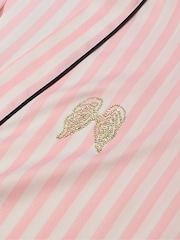 Victoria's Secret Pretty Blossom Iconic Stripe Satin Short Robe - Image 3 of 3