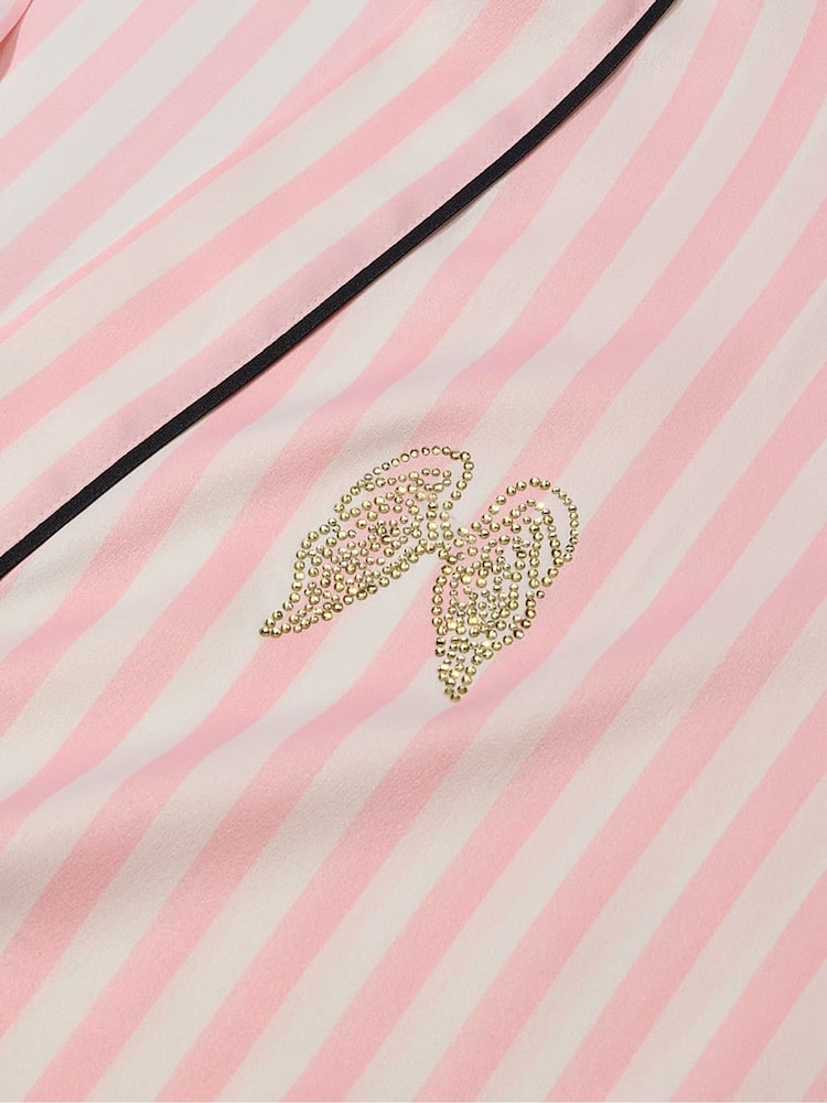 Victoria's Secret Pretty Blossom Iconic Stripe Satin Short Robe - Image 3 of 3 Victoria's Secret Pretty Blossom Iconic Stripe Satin Short Robe - Image 3 of 3