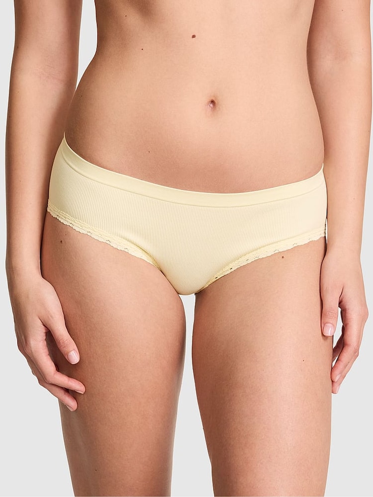 Victoria's Secret Pink Palest Yellow Hipster Seamless Ribbed Knickers - Image 1 of 2