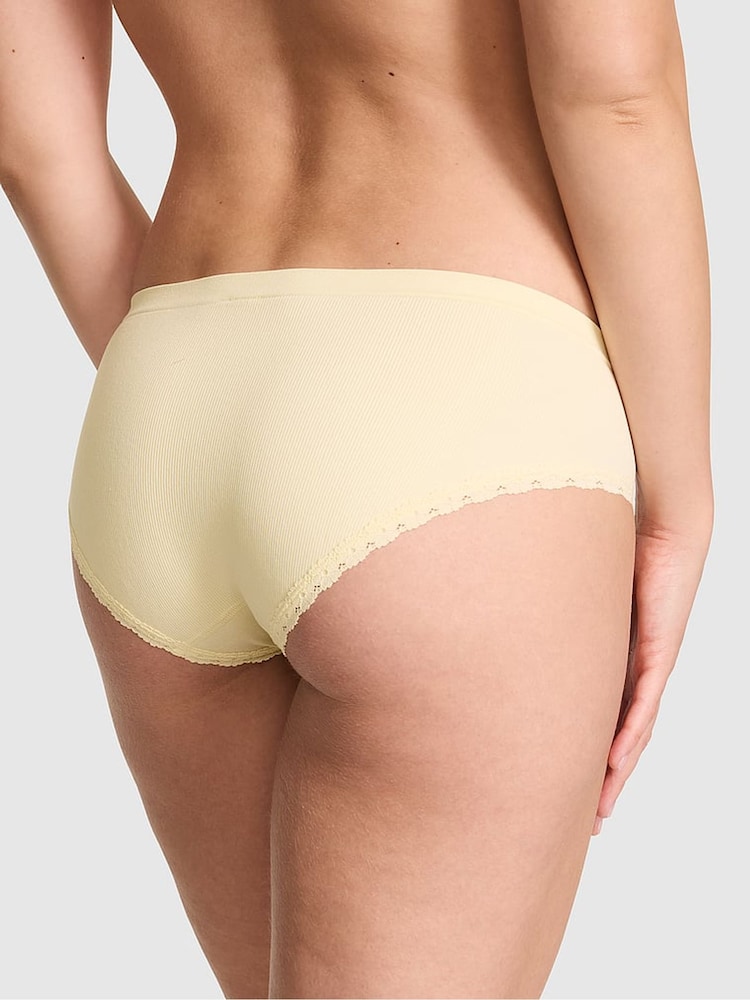 Victoria's Secret Pink Palest Yellow Hipster Seamless Ribbed Knickers - Image 2 of 2