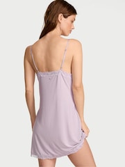 Victoria's Secret Crystal Lilac Purple Modal Lace Trim Tie Front Slip Dress - Image 2 of 2