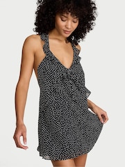 Victoria's Secret Black Chiffon Polka Dot Flutter Mini Dress - Image 1 of 3