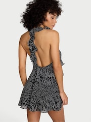 Victoria's Secret Black Chiffon Polka Dot Flutter Mini Dress - Image 2 of 3