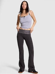 Victoria's Secret PINK Charcoal Heather Grey/Leopard Foldover Leggings - Image 2 of 3