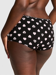 Victoria's Secret Pink Black Heart Dog Print Short Mini Logo Knickers - Image 2 of 2