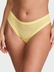 Victoria's Secret Lemonade Yellow Thong Leopard Lace Knickers - Image 1 of 2