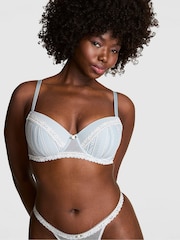 Victoria's Secret Pink Adrift Blue/Coconut White Lightly Lined Balcony Valerie Lace Bra - Image 1 of 2